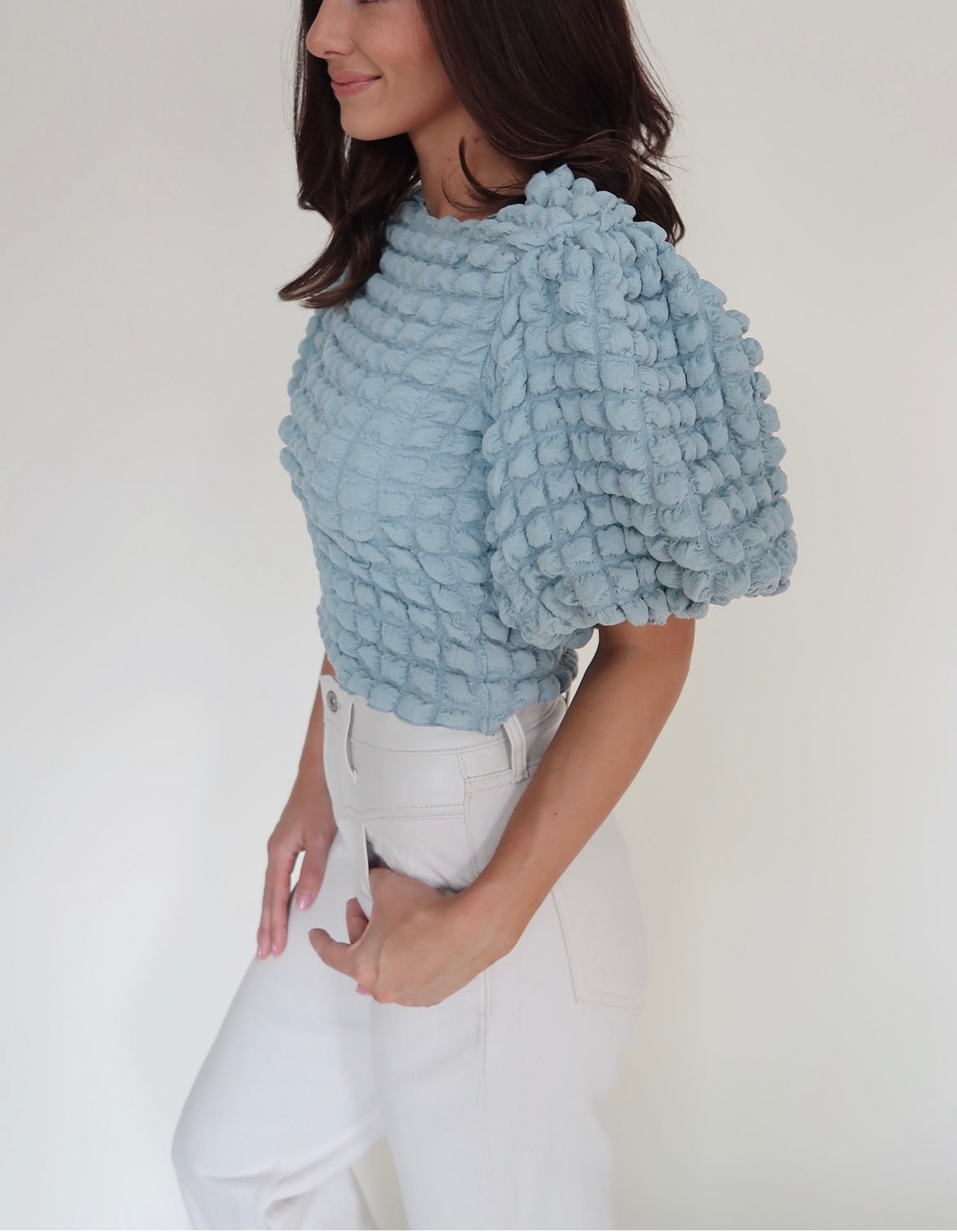 Puff Sleeve Top- Blue