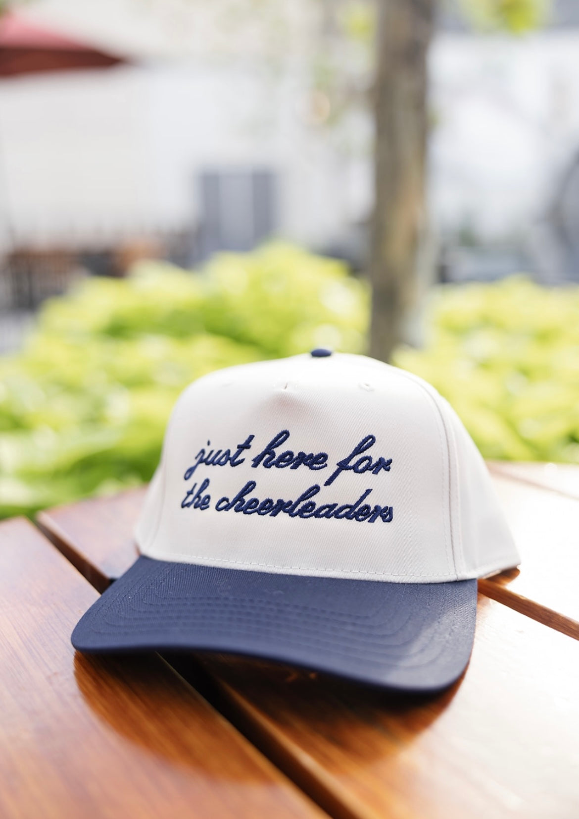 Just Here For The Cheerleaders Hat - Navy & Cream