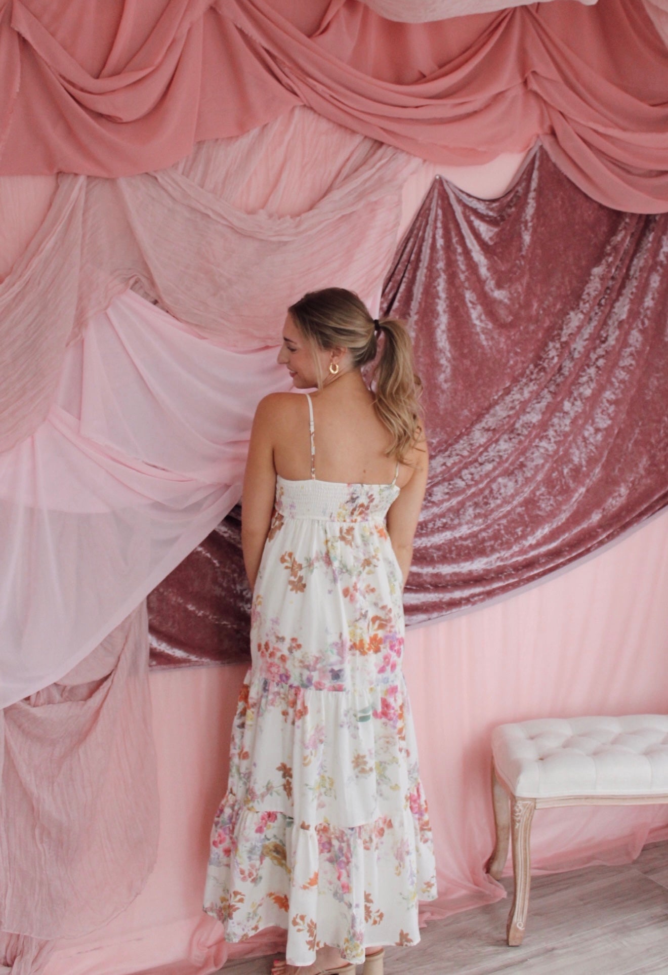 In Bloom Maxi Dress- Cream Floral