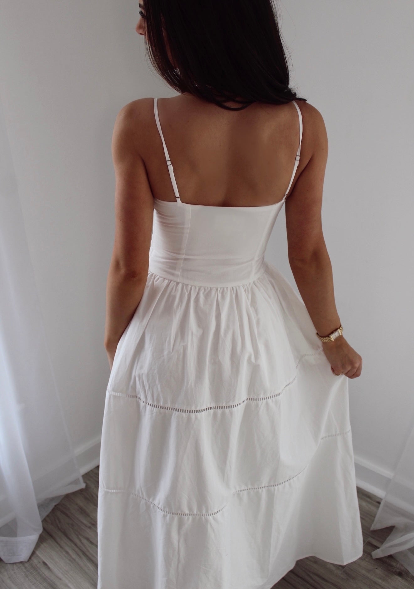 Abby Ribbed Corset Maxi Dress- White