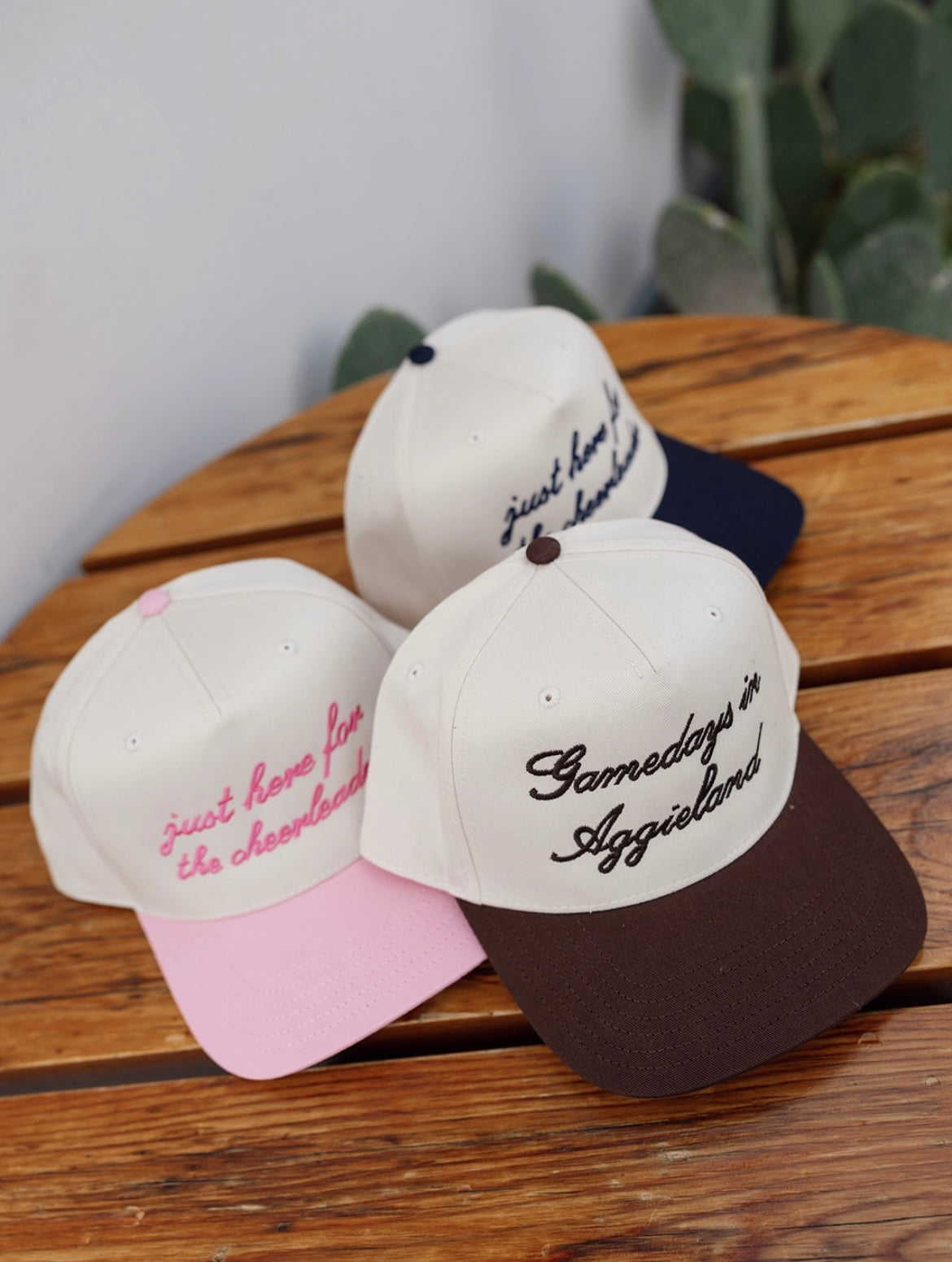 Just Here For The Cheerleaders Hat - Pink & Cream