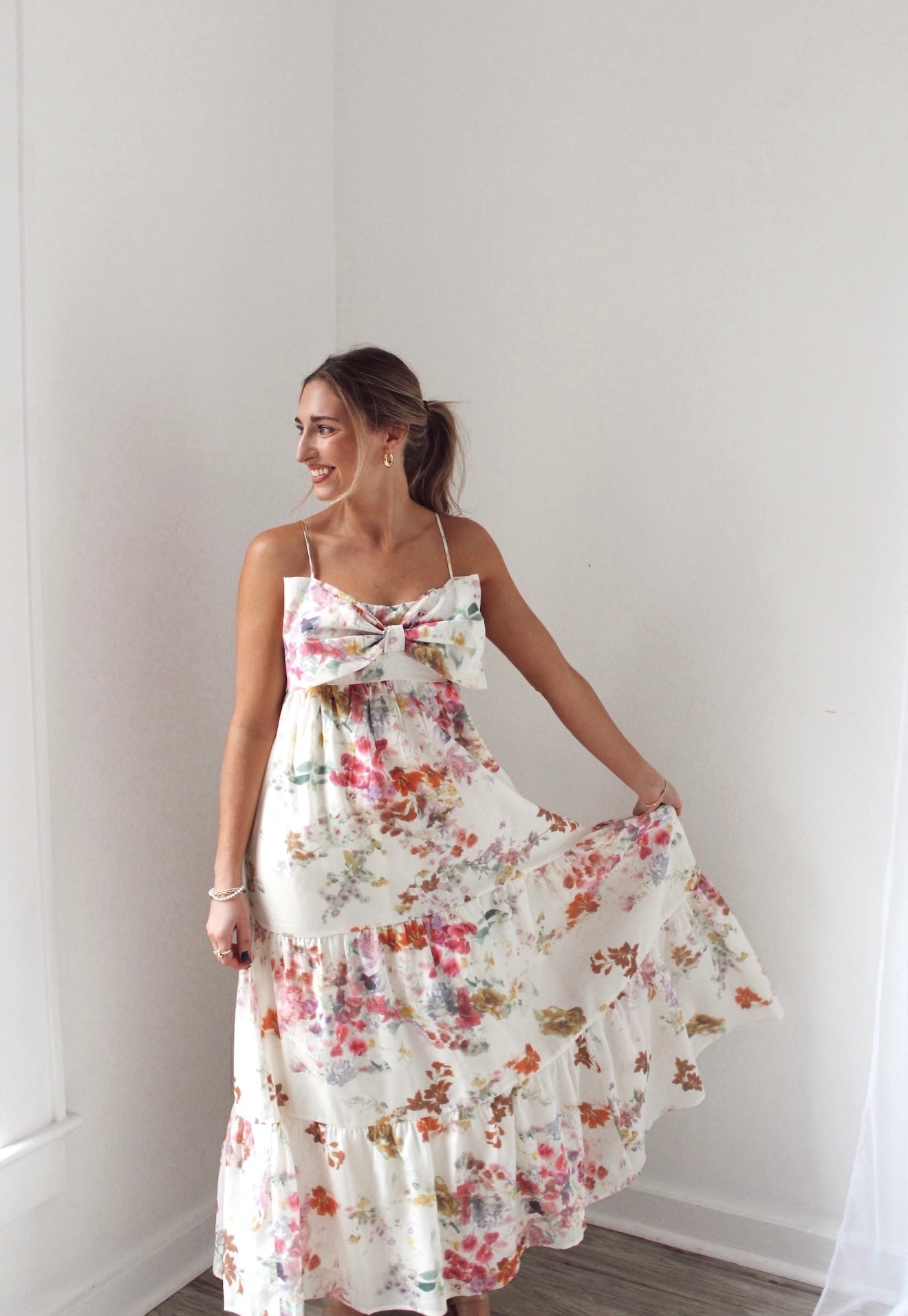 In Bloom Maxi Dress- Cream Floral