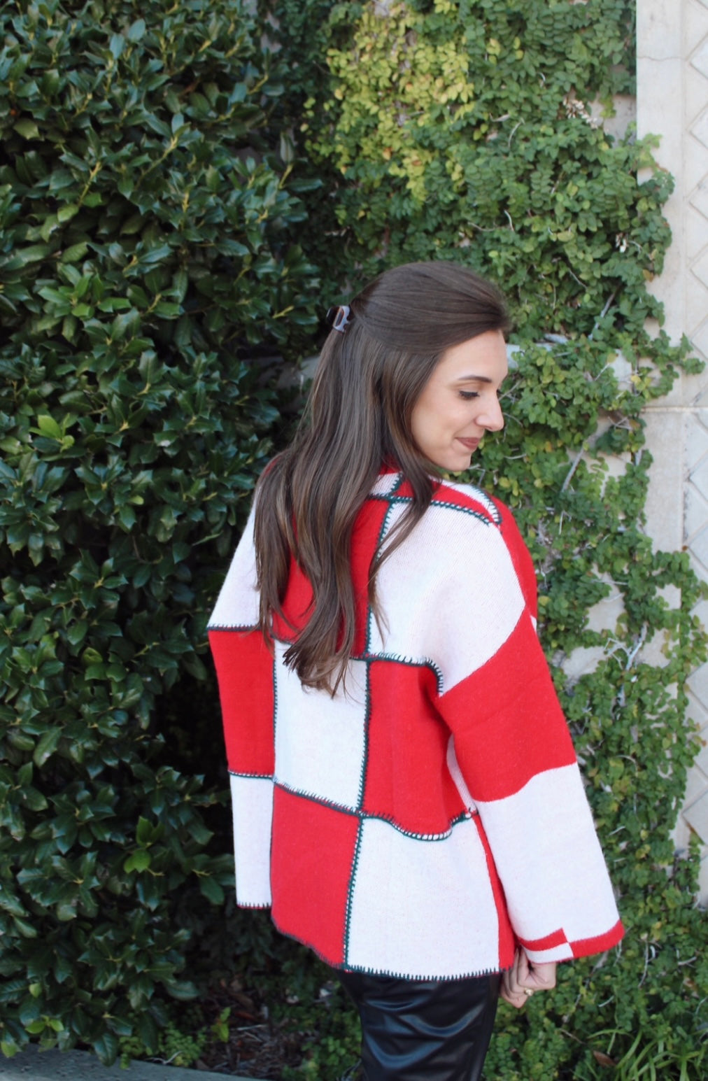 Holiday Color Block Sweater- Red