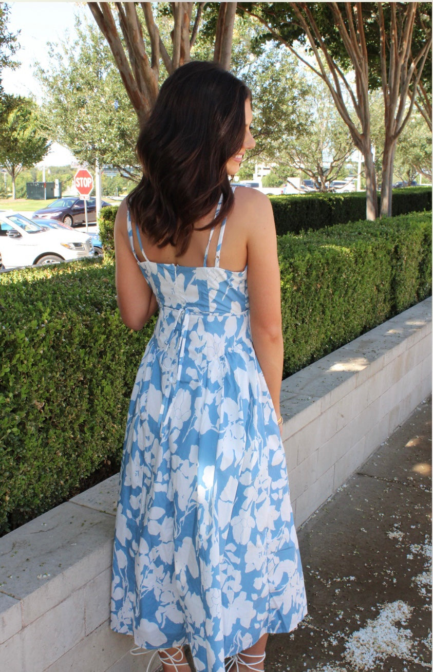 Last Resort- Blue Floral Maxi Dress