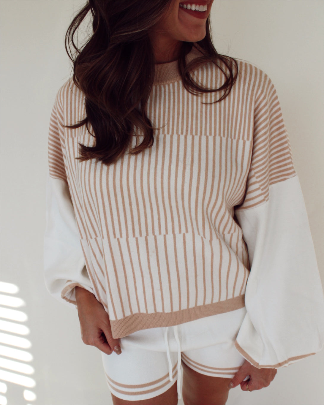 Striped Lounge Wear Set- Pink and Cream