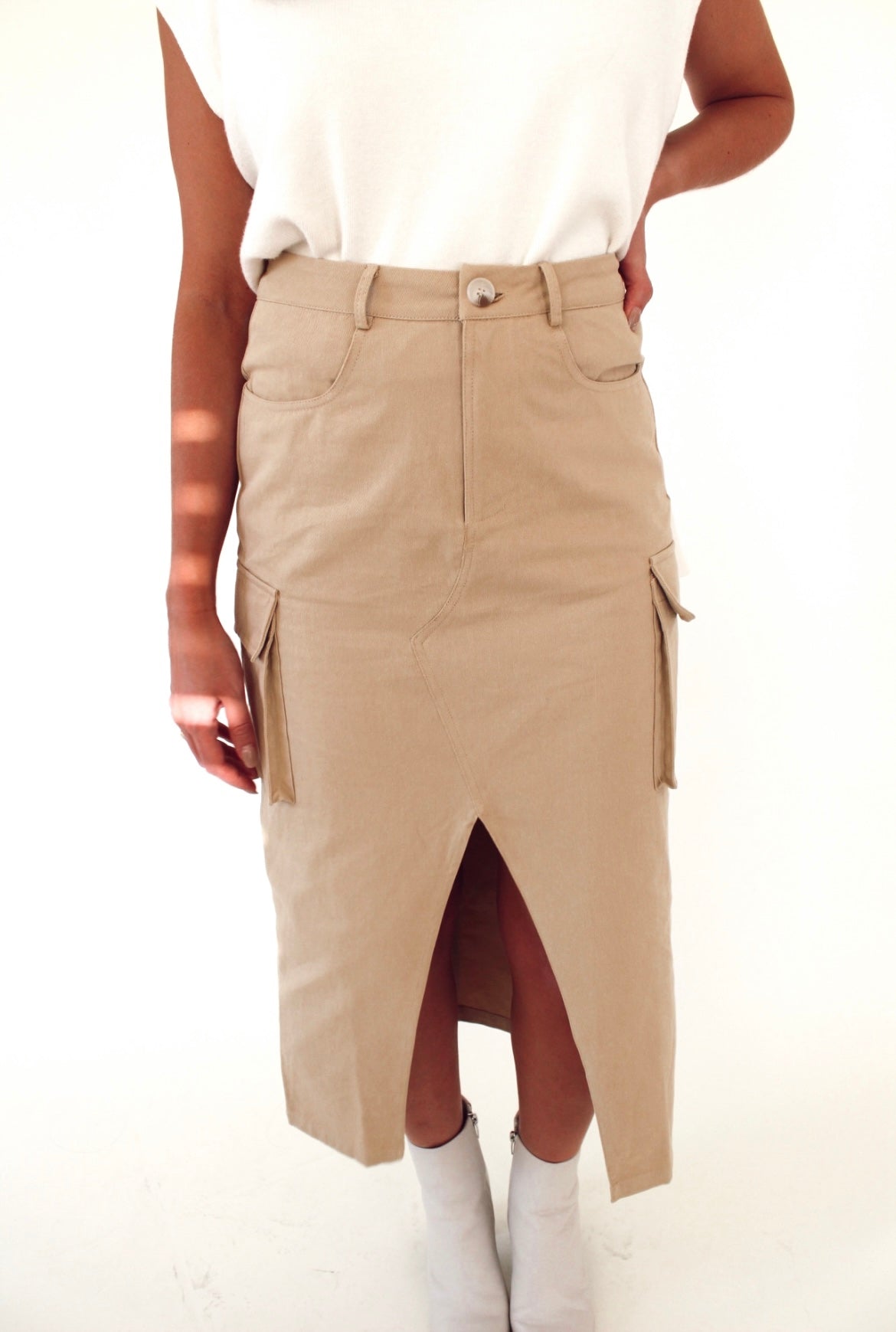 Harvest Cargo Skirt- Taupe