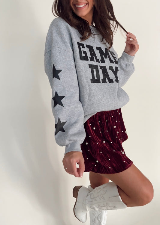 Gameday Star Sweatshirt- Gray