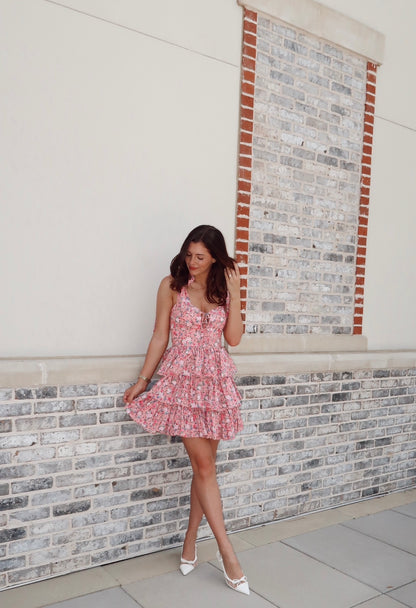 Bow Tied Pink Corset Dress