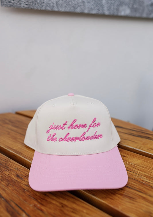 Just Here For The Cheerleaders Hat - Pink & Cream