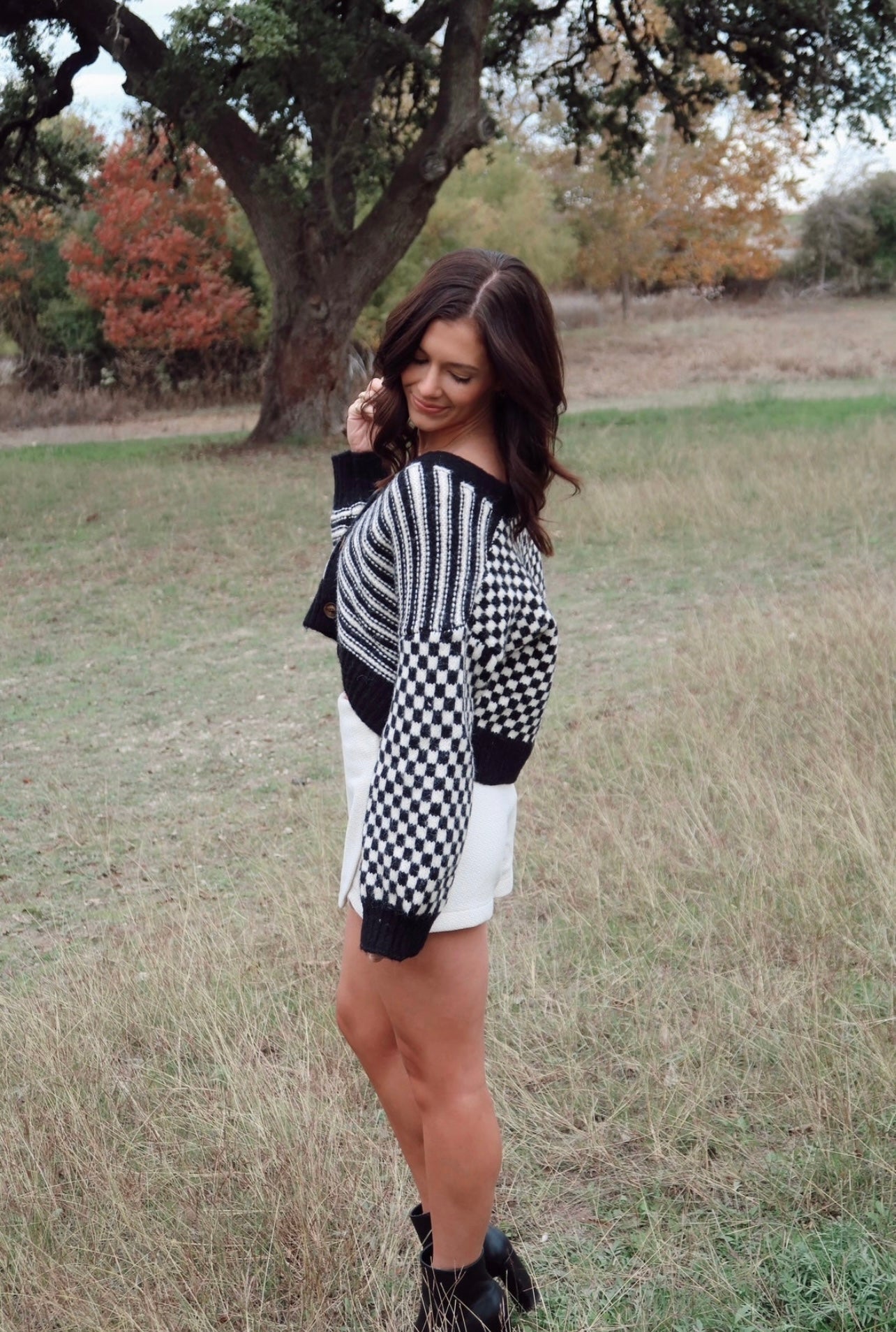 Chelsea Checkered Cropped Sweater