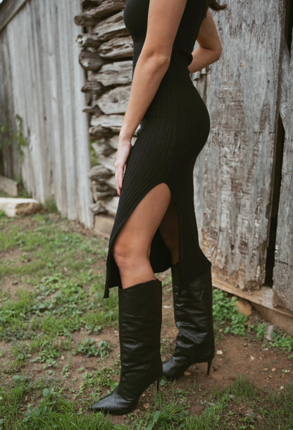 Maggie Knit Dress- Black