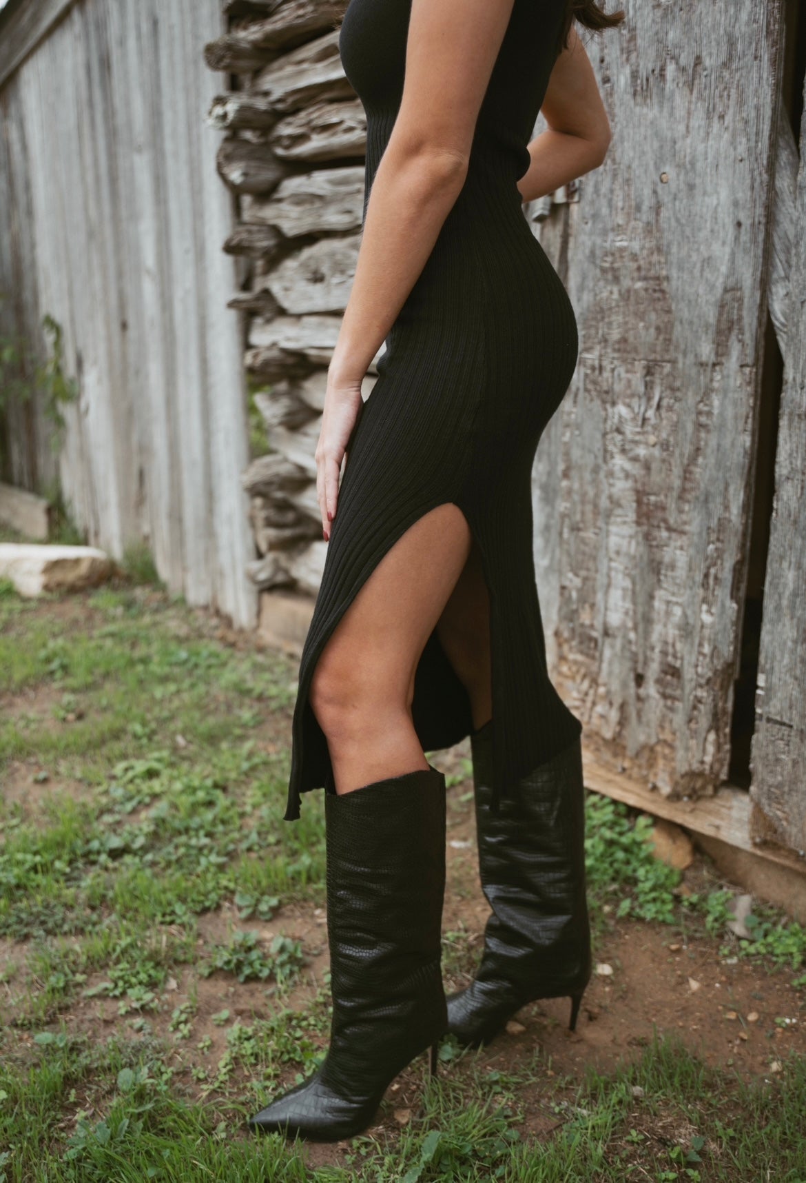 Maggie Knit Dress- Black