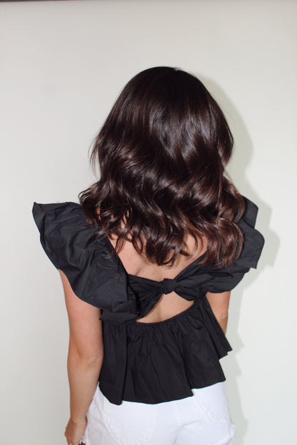 I Like it, I Love it Ruffle Top- Black