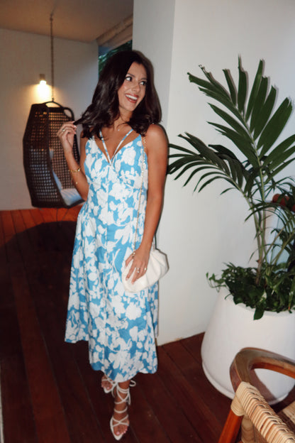 Last Resort- Blue Floral Maxi Dress