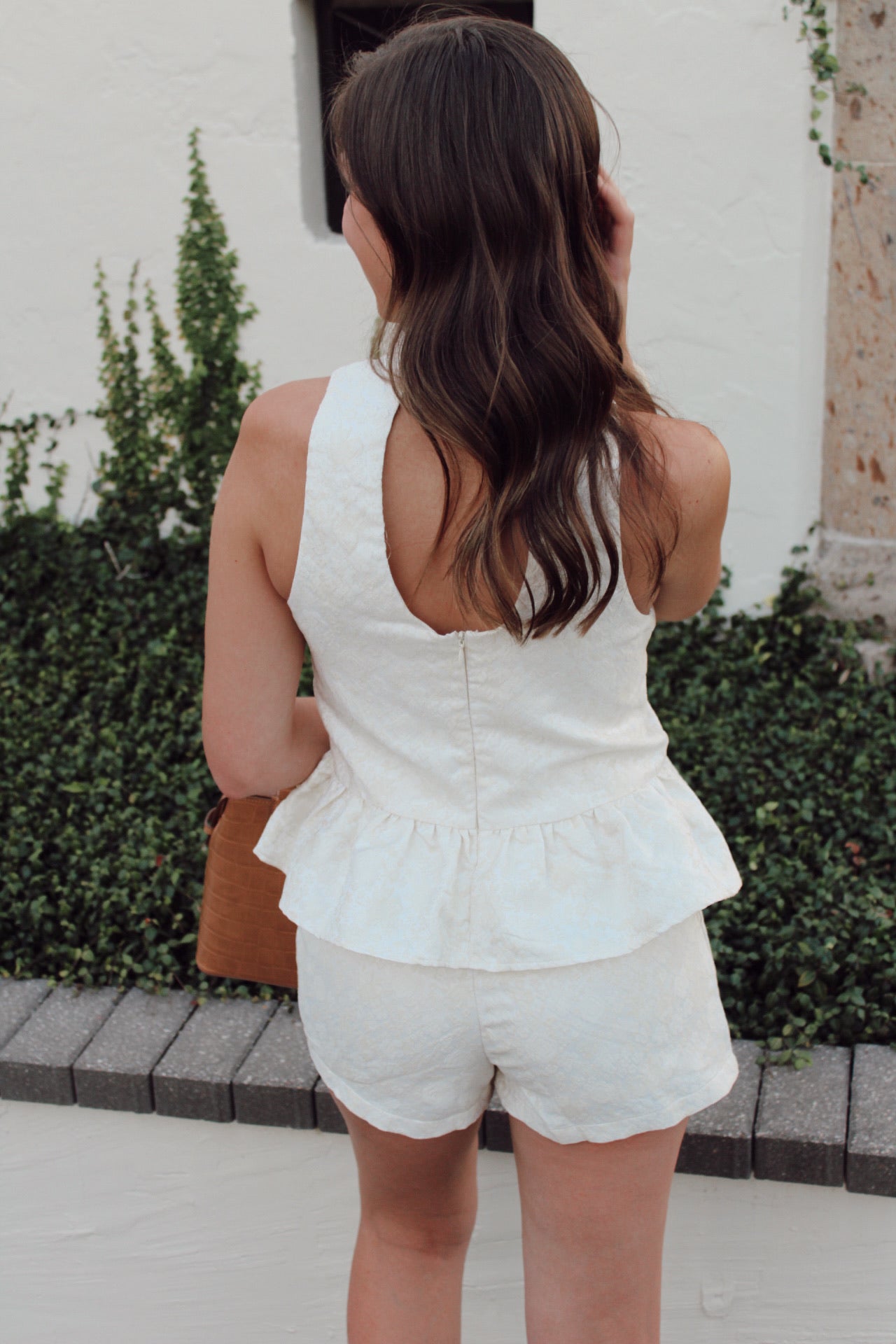 At Last Floral Textured Shorts- Cream